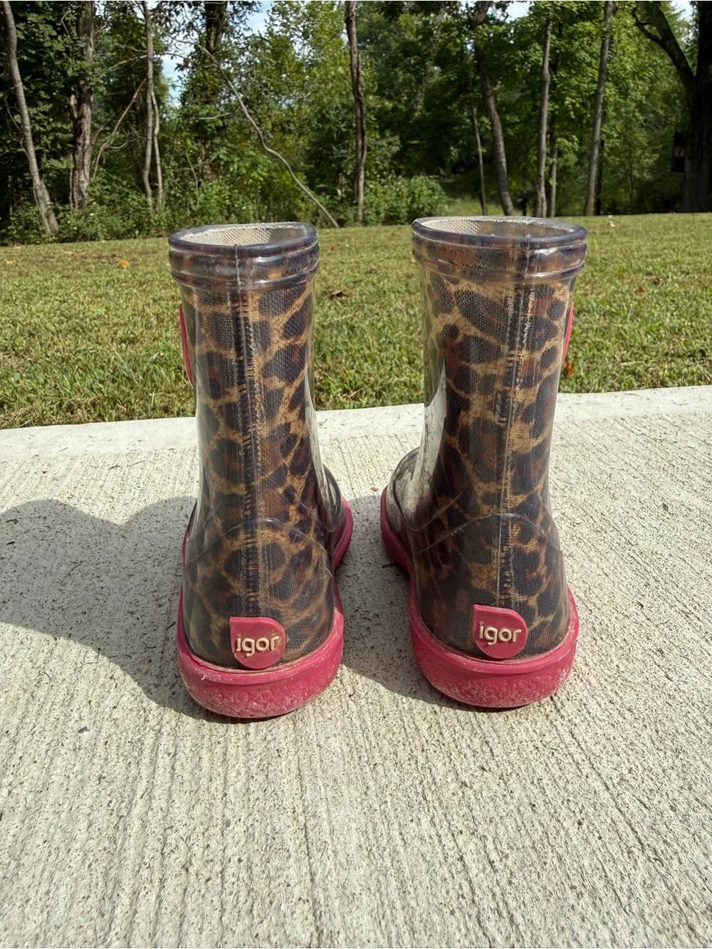 Igor Toddler Girl Leopard Print Rain Boots with Pink Heart - size 6